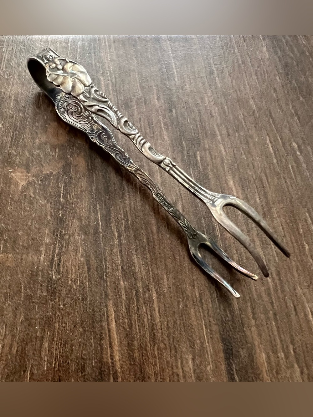 Silverplate 4" Ornate Sugar Tongs Nils Johan Sweden Extra PRNS.ALP
